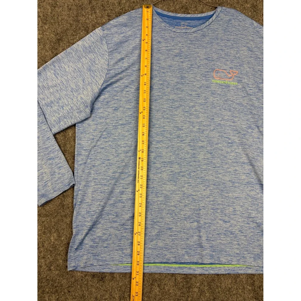 Vineyard Vines Performance Shirt Mens XL Blue Heather Long Sleeve Whale Logo